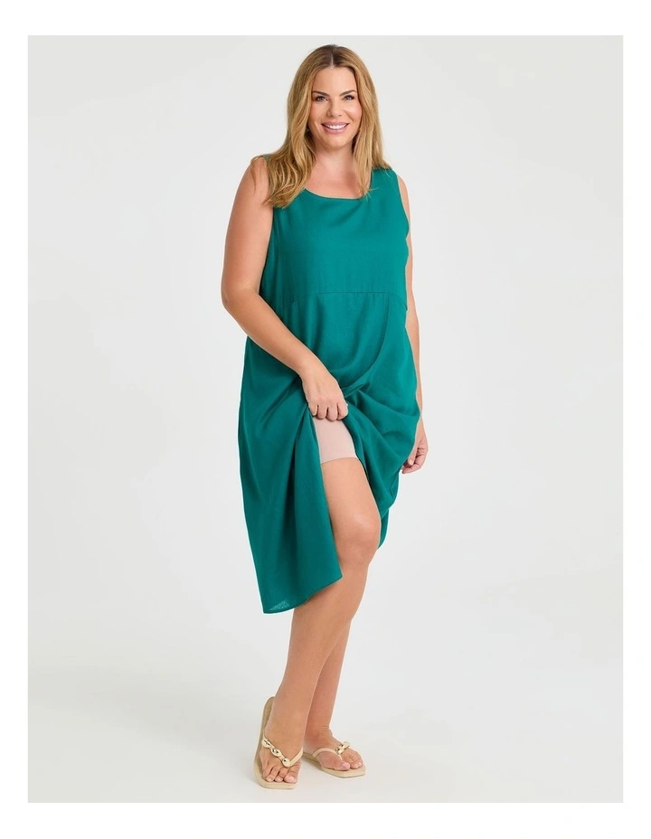 Linen Isla Shift Dress Teal Green image 3