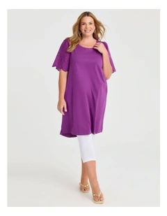 Cotton Broderie Palm Dress Sweet Berry