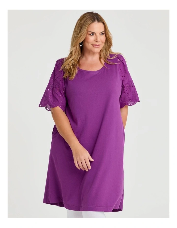 Cotton Broderie Palm Dress Sweet Berry image 3