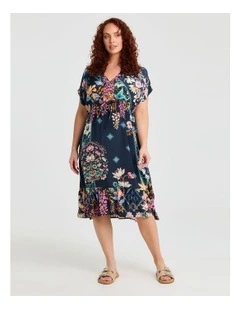 Natural Lotus Floral Dress in Multi