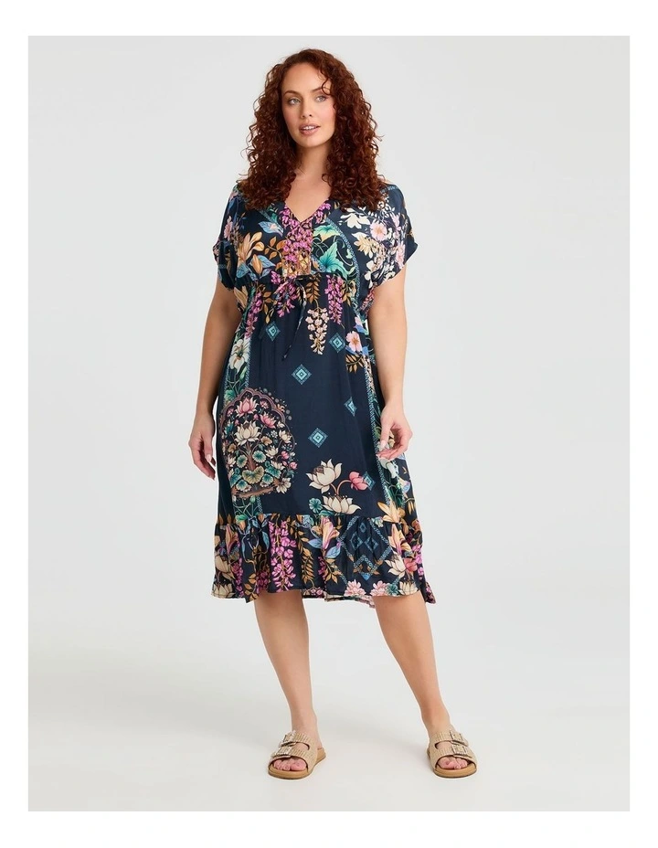Natural Lotus Floral Dress in Multi image 1