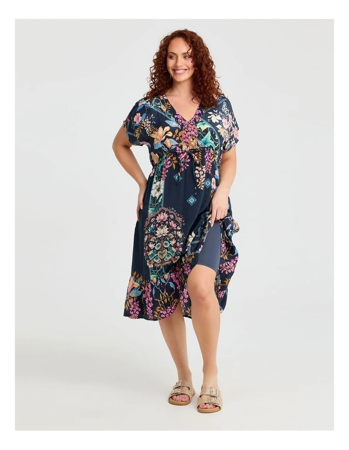 Natural Lotus Floral Dress in Multi image 4