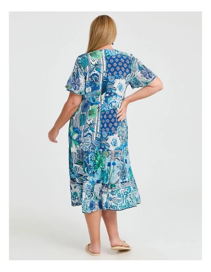 Natural Seabloom Tiered Dress in Multi image 2