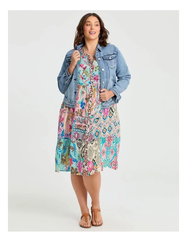 Natural Opulence Button Dress in Multi image 4