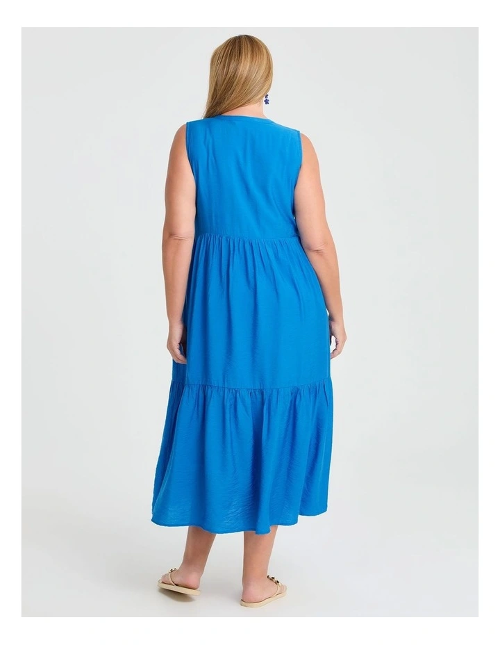 Natural Sleeveless Tiered Dress in Dazzling Blue image 2