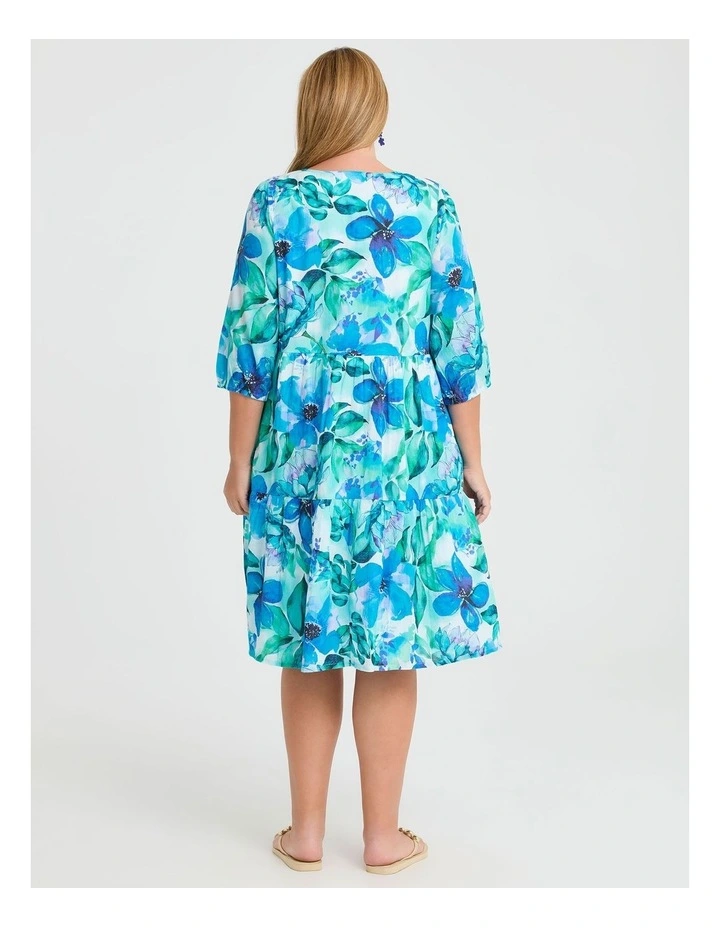 Cotton Garden Isle Print Dress in Multi image 2