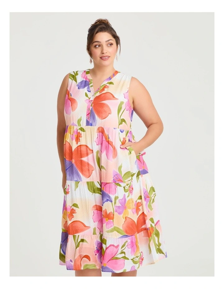 Natural Watercolour Blooms Dress in Print image 3