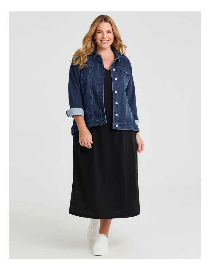 Cotton V-neck Maxi Dress Black image 4