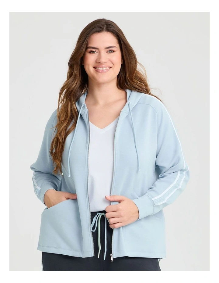 Luxe Touch Zip Through Hoodie in Seashell Blue image 1