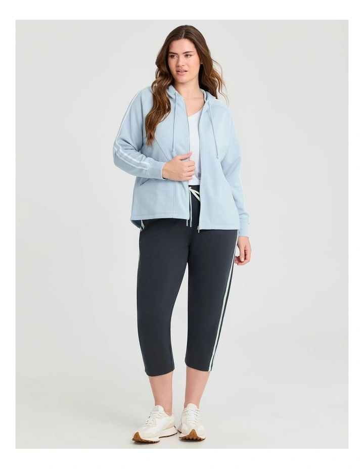 Luxe Touch Zip Through Hoodie in Seashell Blue image 4