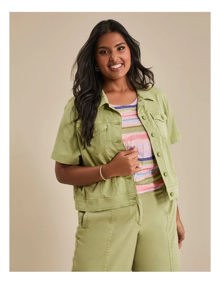 Lyocell Short Sleeve Jacket in Matcha image 4