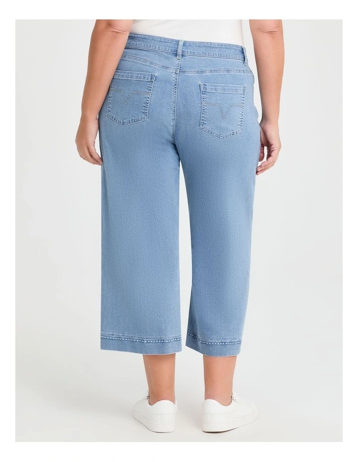 Cotton Mix Supersoft Crop Jeans in Mid Blue image 2