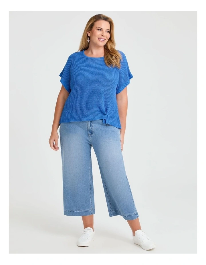 Cotton Mix Supersoft Crop Jeans in Mid Blue image 4