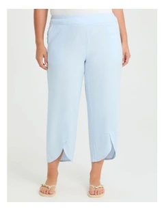 Lantern Stretch Linen Pant in Dusty Blue