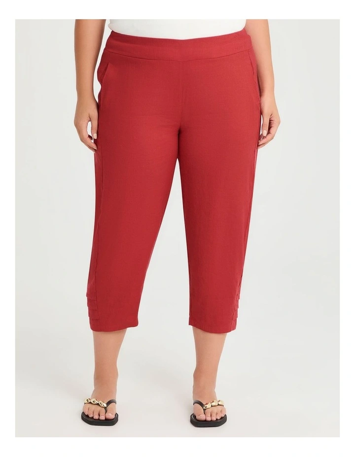 Stretch Linen Kyra Crop Pant in Red Clay image 1