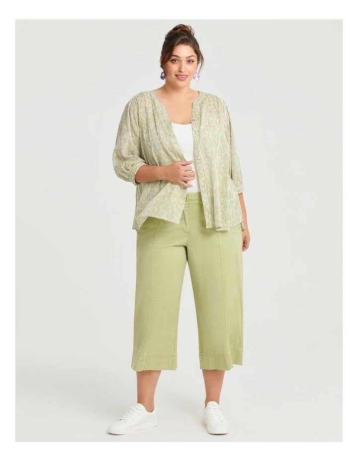 Lyocell Wide Leg Crop Pant in Matcha image 4