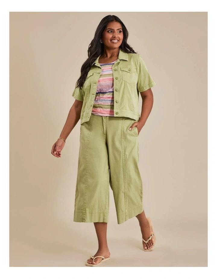 Lyocell Wide Leg Crop Pant in Matcha image 5