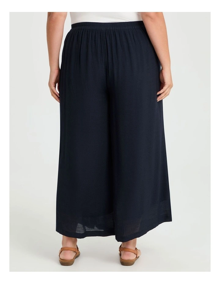 Natural Buttoned Wide Leg Pant in Navy image 2