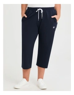 Cotton Sideline Crop Trackpant in Navy