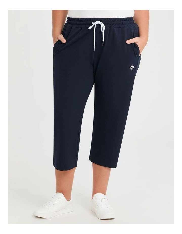 Cotton Sideline Crop Trackpant in Navy image 1