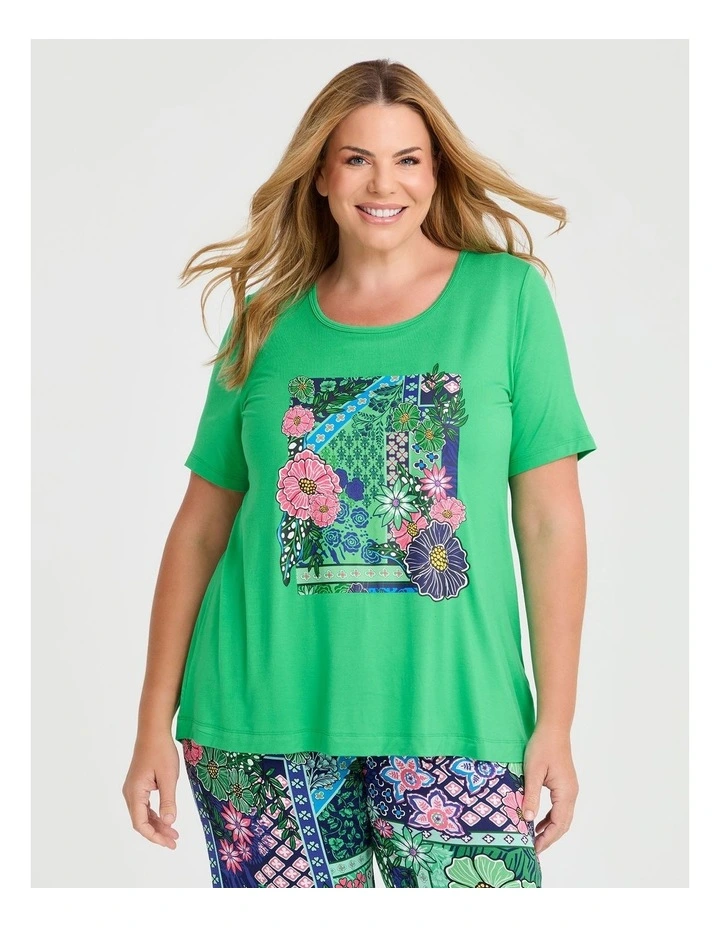 Bamboo Jardin Pyjama Top in Apple Green image 1