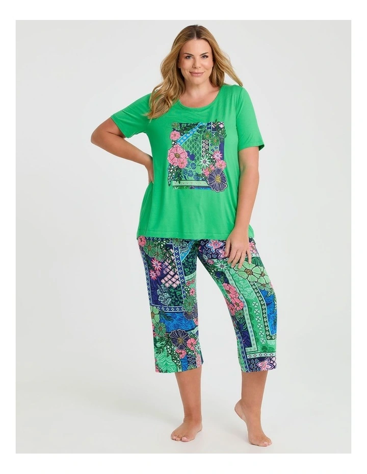 Bamboo Jardin Pyjama Top in Apple Green image 3