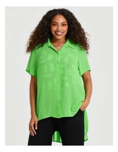 Chiffon Pleat Back Detail Shirt in Midori Green