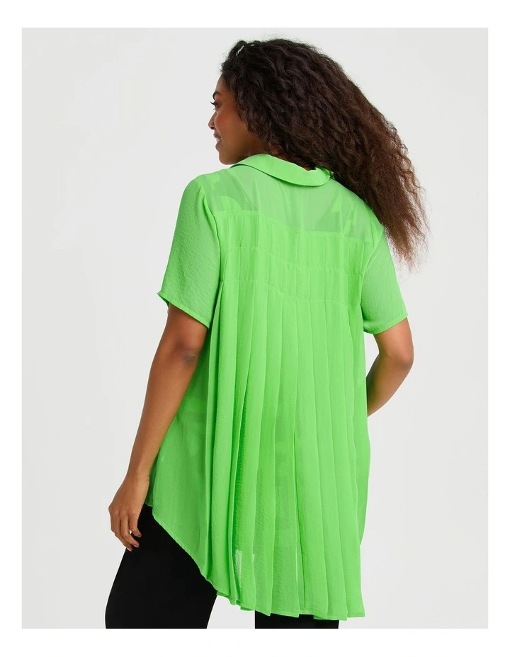 Chiffon Pleat Back Detail Shirt in Midori Green image 2