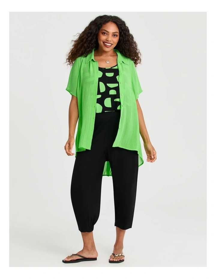 Chiffon Pleat Back Detail Shirt in Midori Green image 3