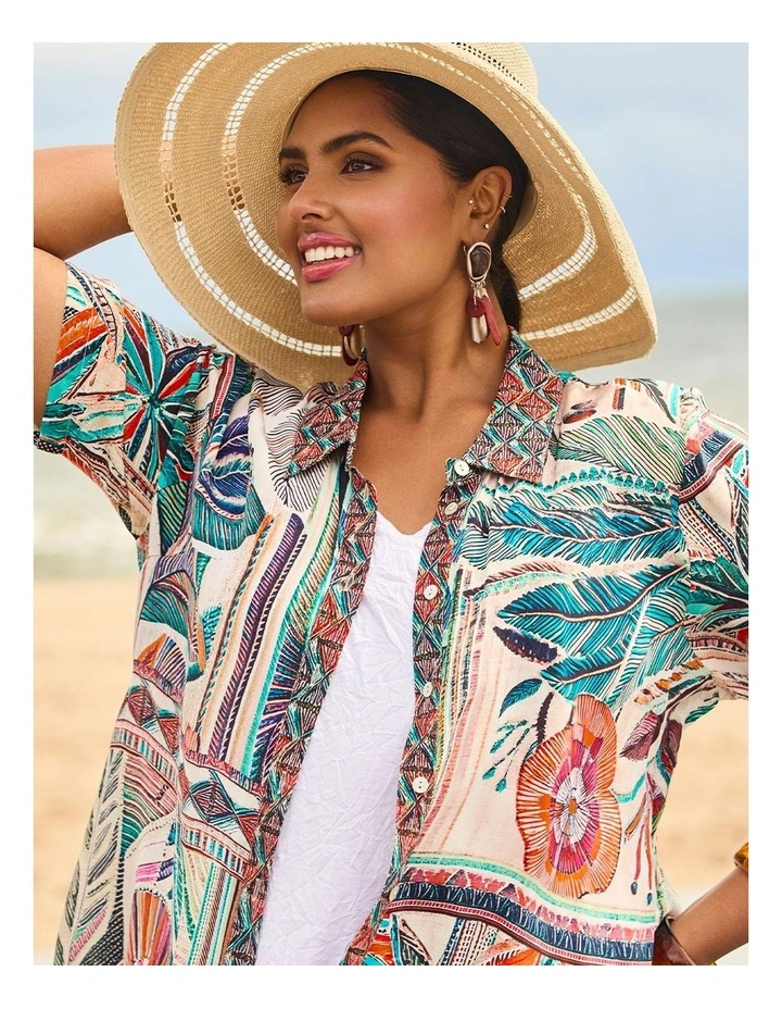 Natural Calabria Shirt in Multi image 5