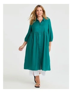Linen Blend Isla Shirt Teal Green
