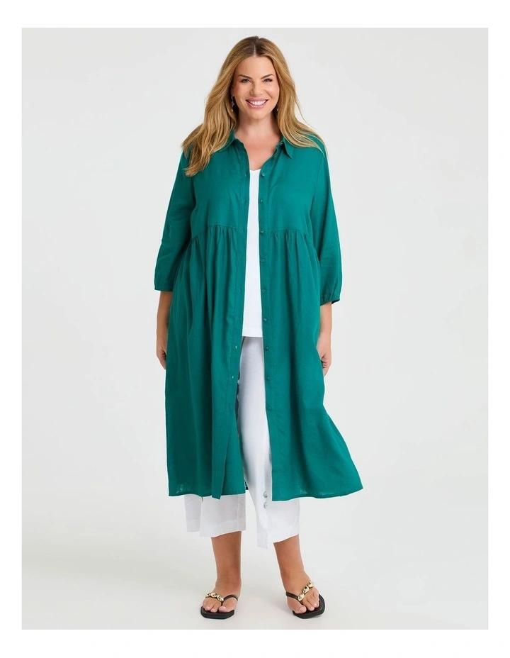 Linen Blend Isla Shirt Teal Green image 3