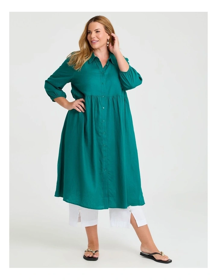 Linen Blend Isla Shirt Teal Green image 4