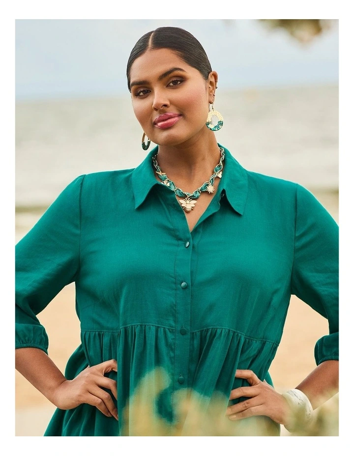 Linen Blend Isla Shirt Teal Green image 5