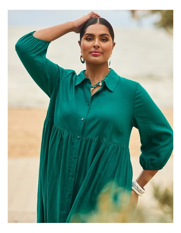Linen Blend Isla Shirt Teal Green image 6