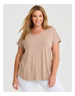Natural Round Neck Everyday T-shirt in Warm Taupe