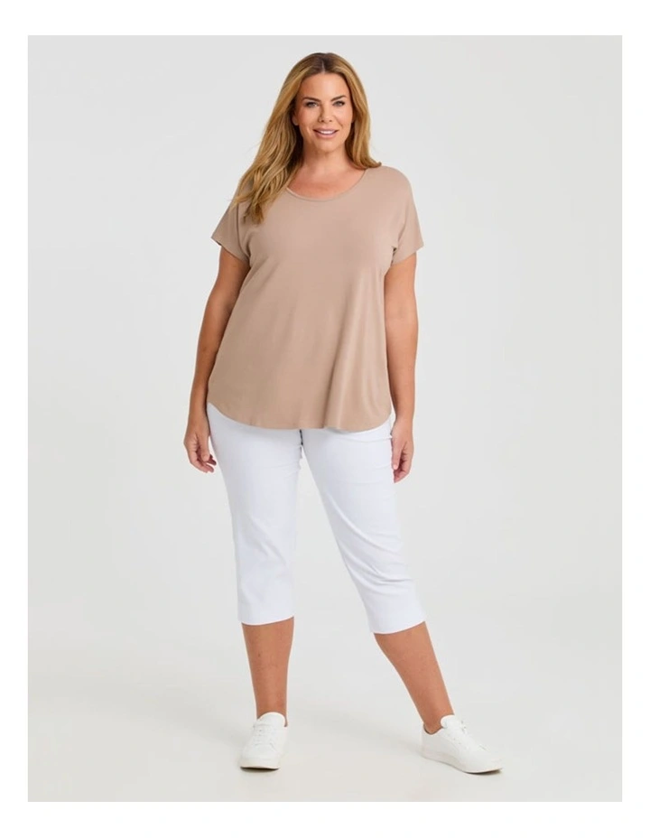 Natural Round Neck Everyday T-shirt in Warm Taupe image 3