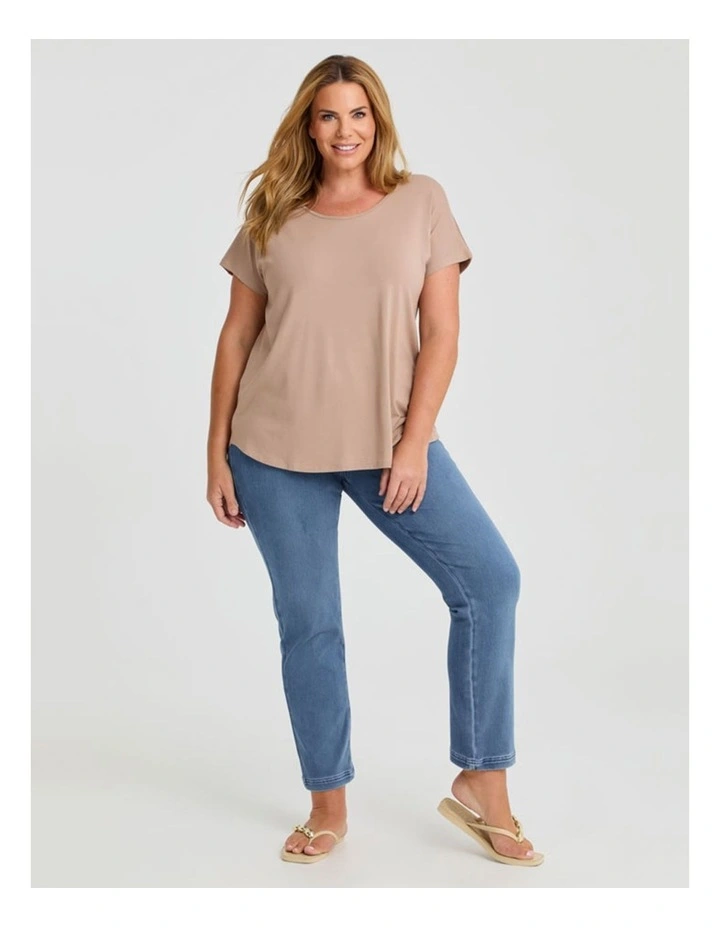 Natural Round Neck Everyday T-shirt in Warm Taupe image 4