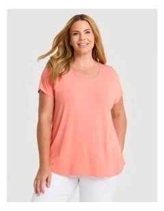 Natural Round Neck Everyday T-shirt Peach