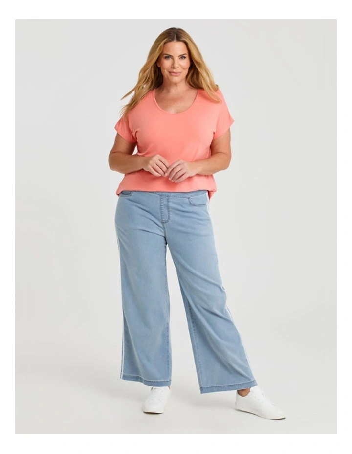 Natural Round Neck Everyday T-shirt Peach image 4