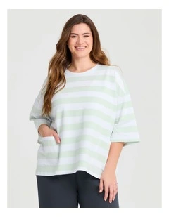 Cotton Stripe Pocket Sweatshirt in Multi