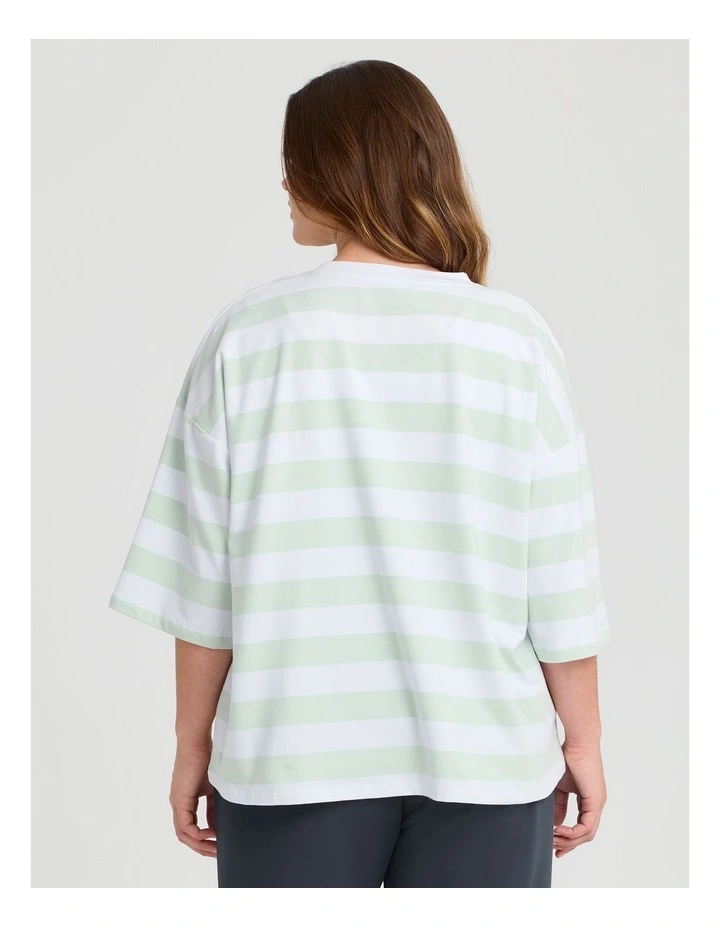 Cotton Stripe Pocket Sweatshirt in Multi image 2