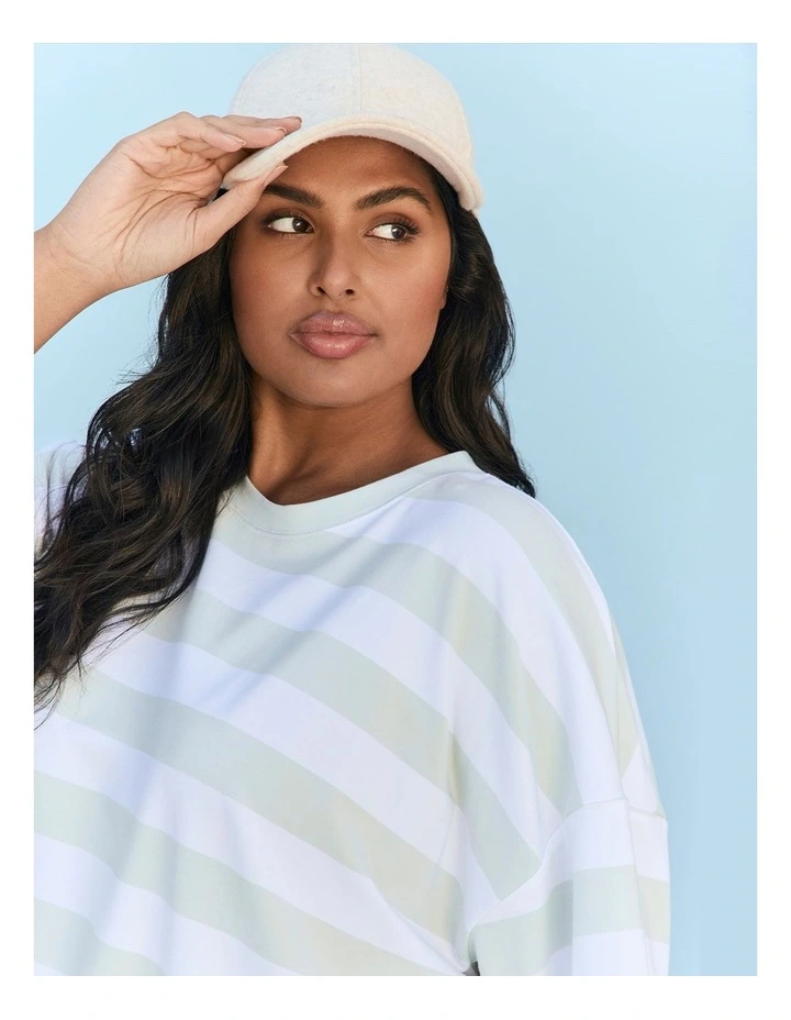 Cotton Stripe Pocket Sweatshirt in Multi image 5