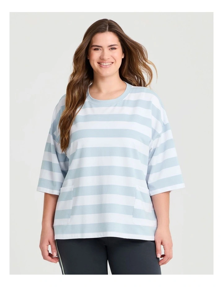 Cotton Stripe Pocket Sweatshirt in Multi image 1