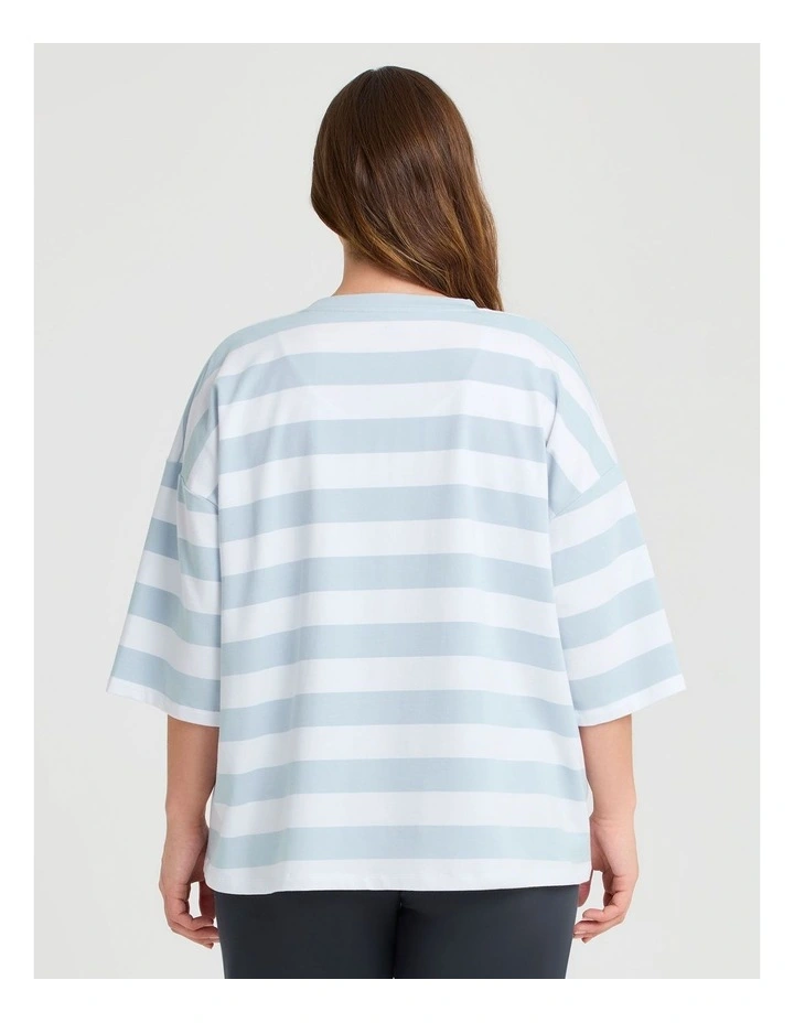 Cotton Stripe Pocket Sweatshirt in Multi image 2