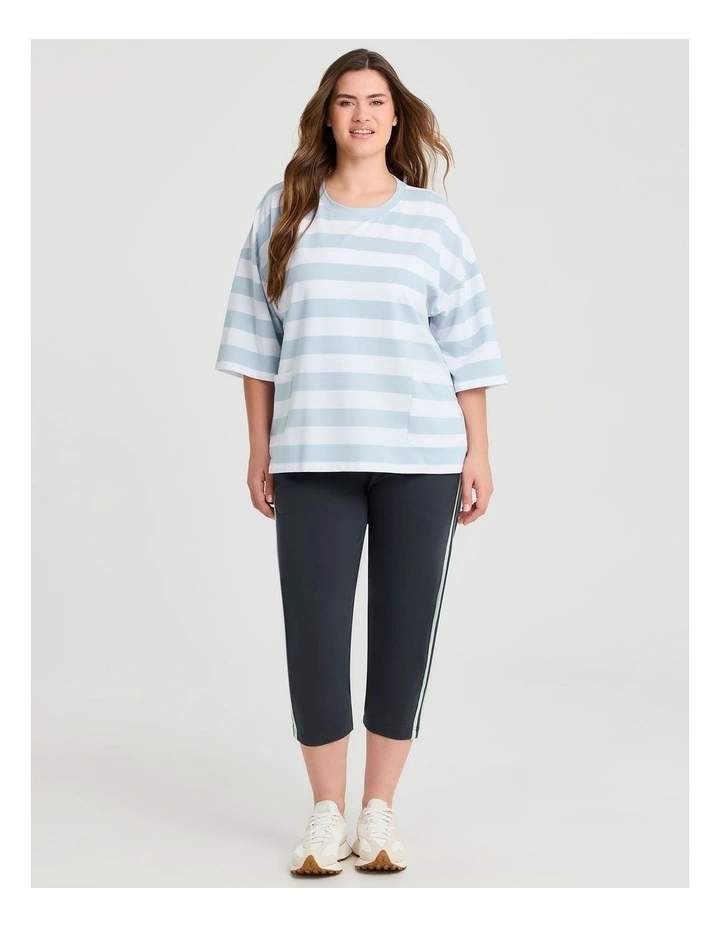 Cotton Stripe Pocket Sweatshirt in Multi image 3