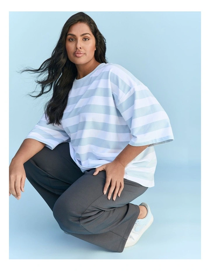 Cotton Stripe Pocket Sweatshirt in Multi image 5