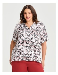 Natural Lola Collar Top in Multi