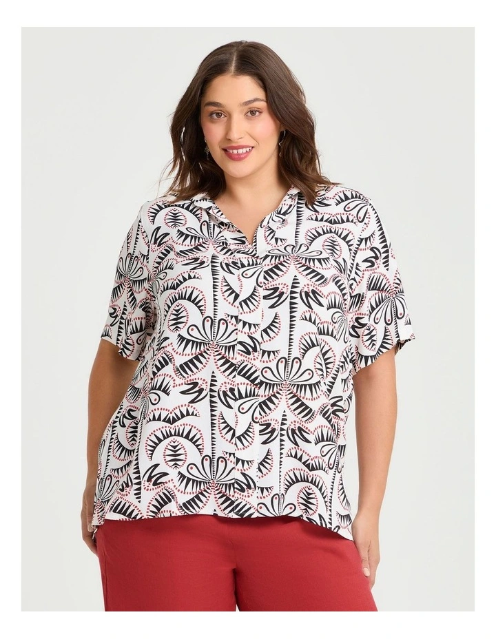 Natural Lola Collar Top in Multi image 1