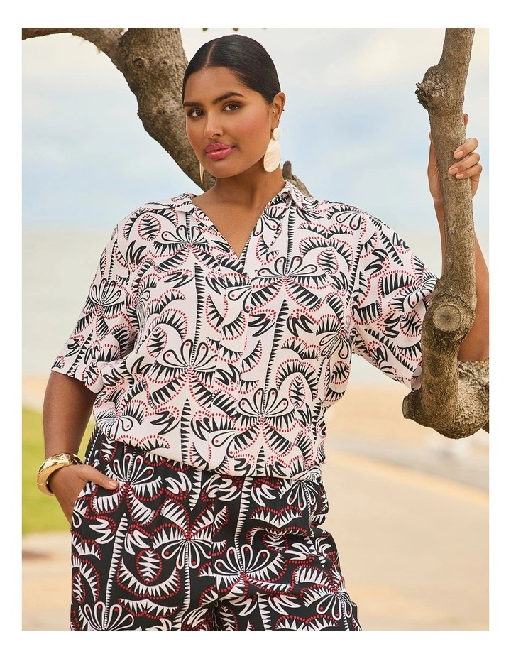 Natural Lola Collar Top in Multi image 5